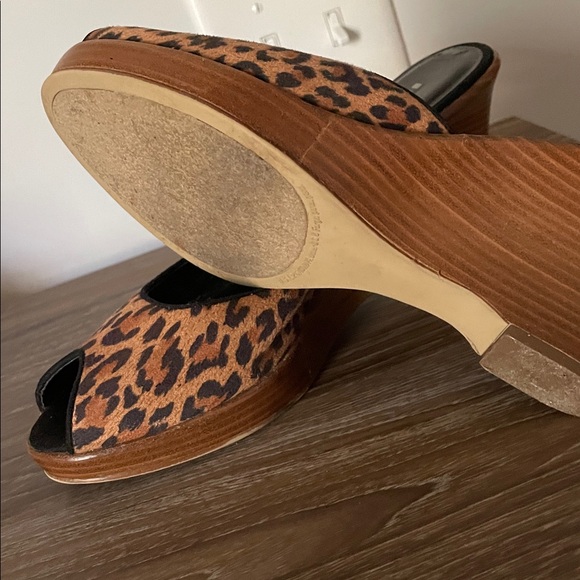 Apt 9 Slip On Sandals Size 9 Animal Print Black Brown Peep Toe Coquettecore Sexy - Picture 8 of 10